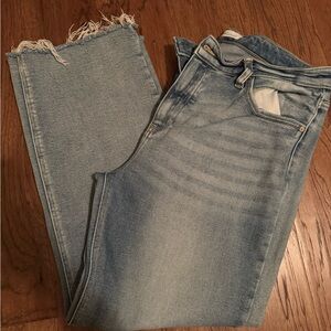KanCan Light Wash Straight-Leg Jeans with Frayed Hem